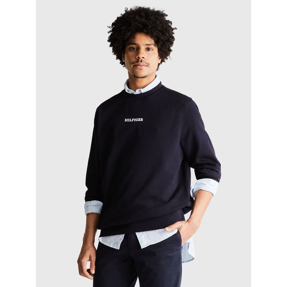 TOMMY HILFIGER - Polerón Monotipe C-Neck Azul Tommy Hilfiger