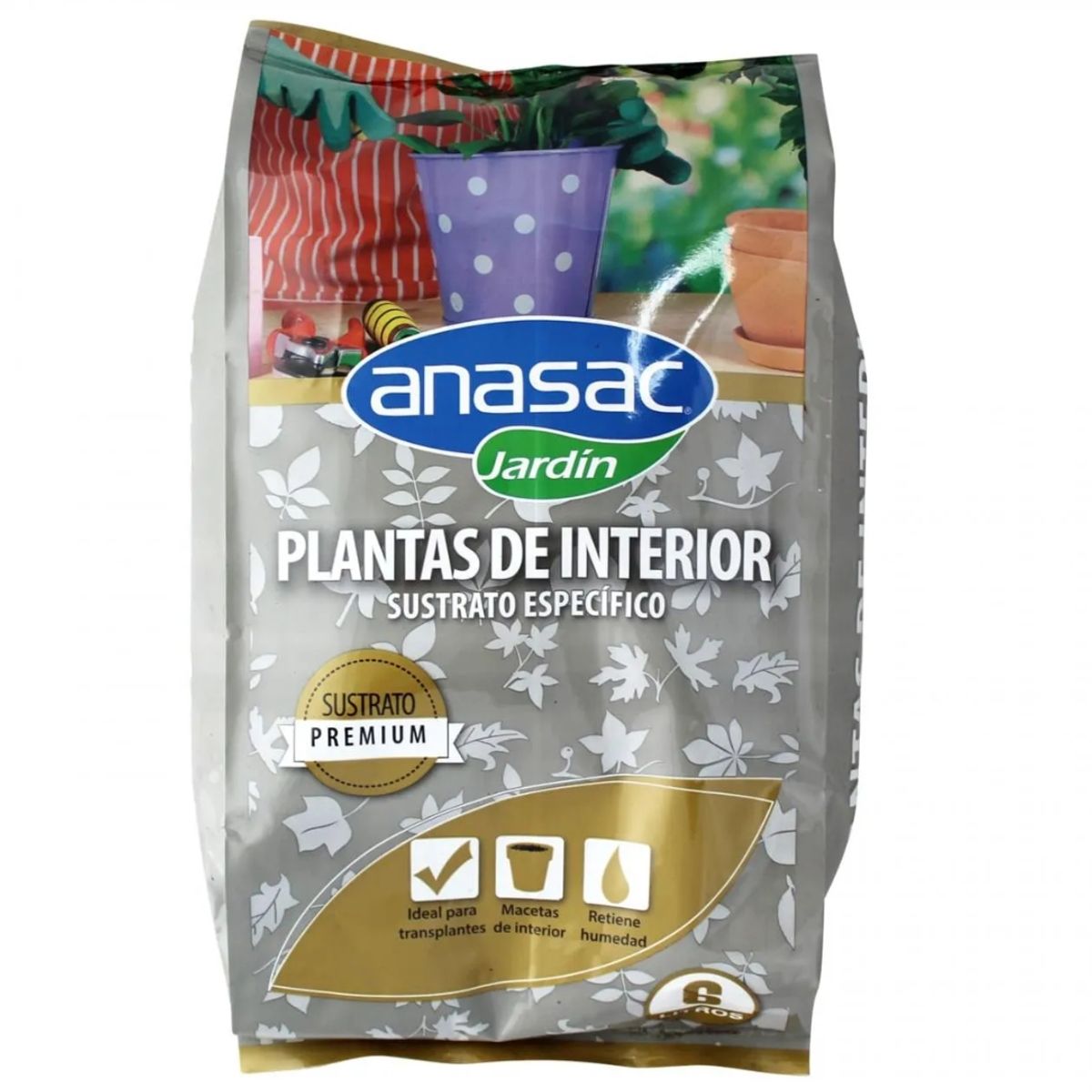 ANASAC - Sustrato Anasac Premium para Plantas de Interiores 6 litros