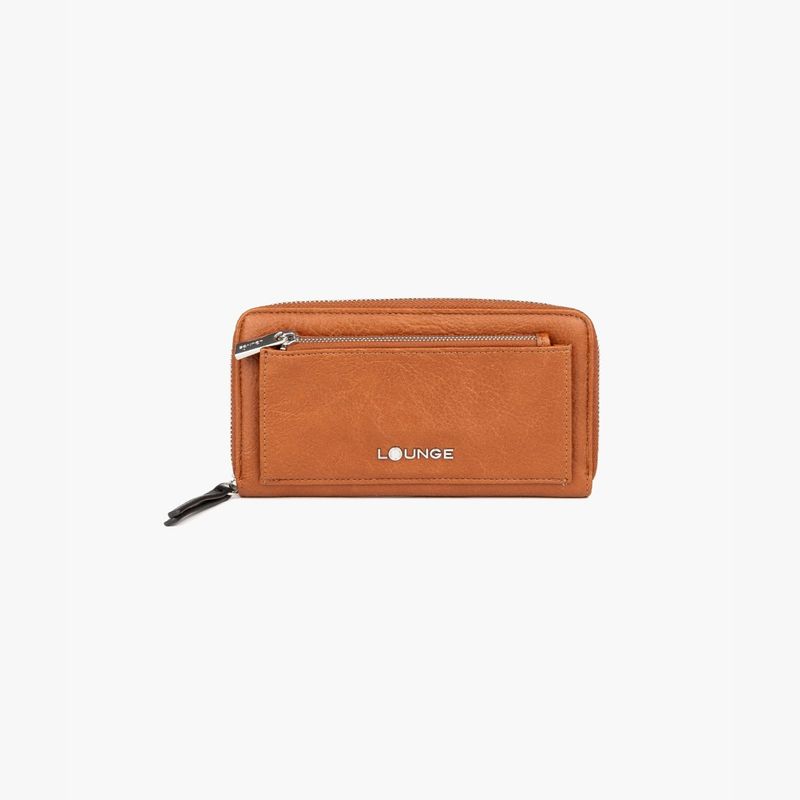 LOUNGE - Billetera Mujer Cierre Frontal Camel