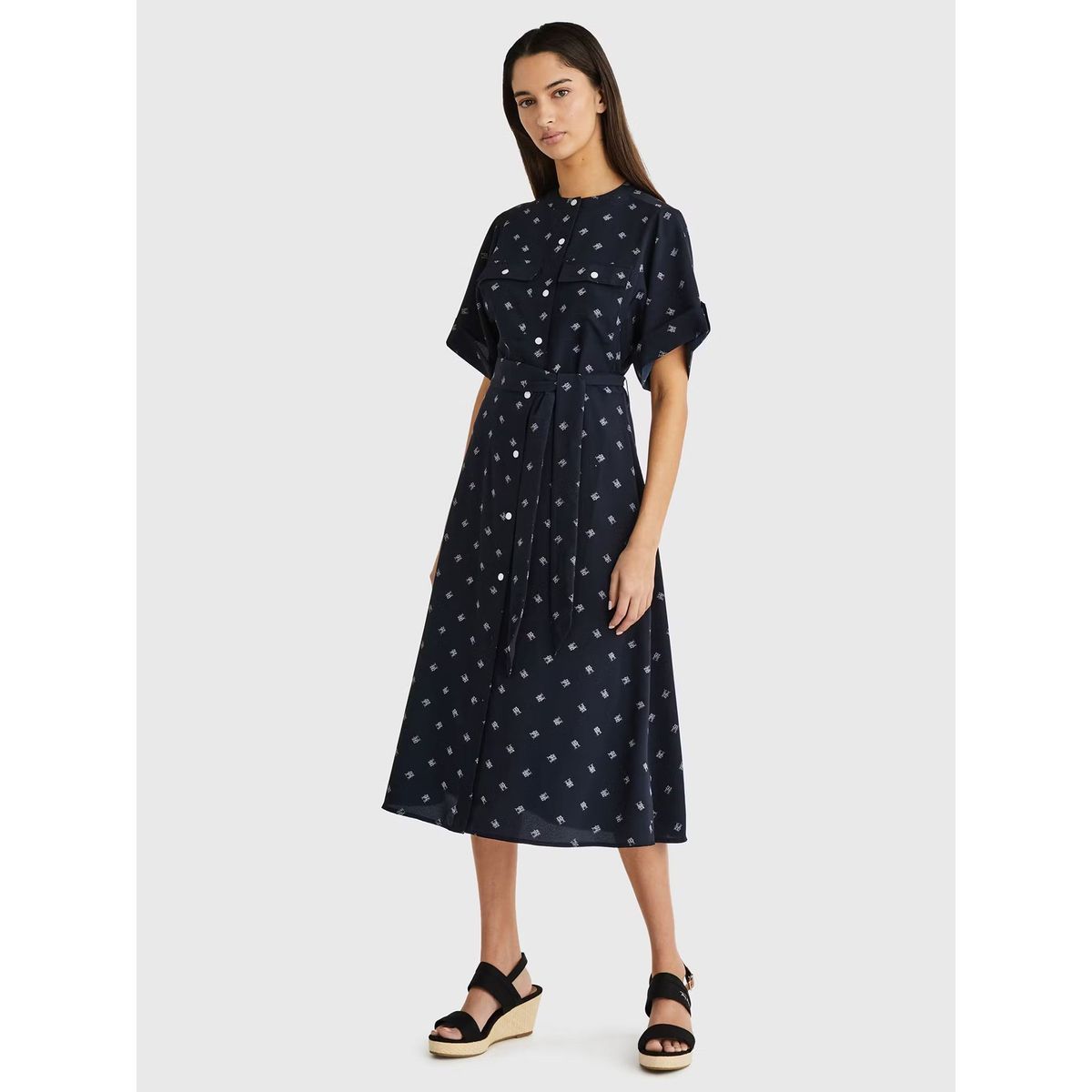 TOMMY HILFIGER - Vestido Monogram Print Azul Tommy Hilfiger