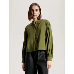 TOMMY HILFIGER - Camisa Sin Cuello Cropped Verde