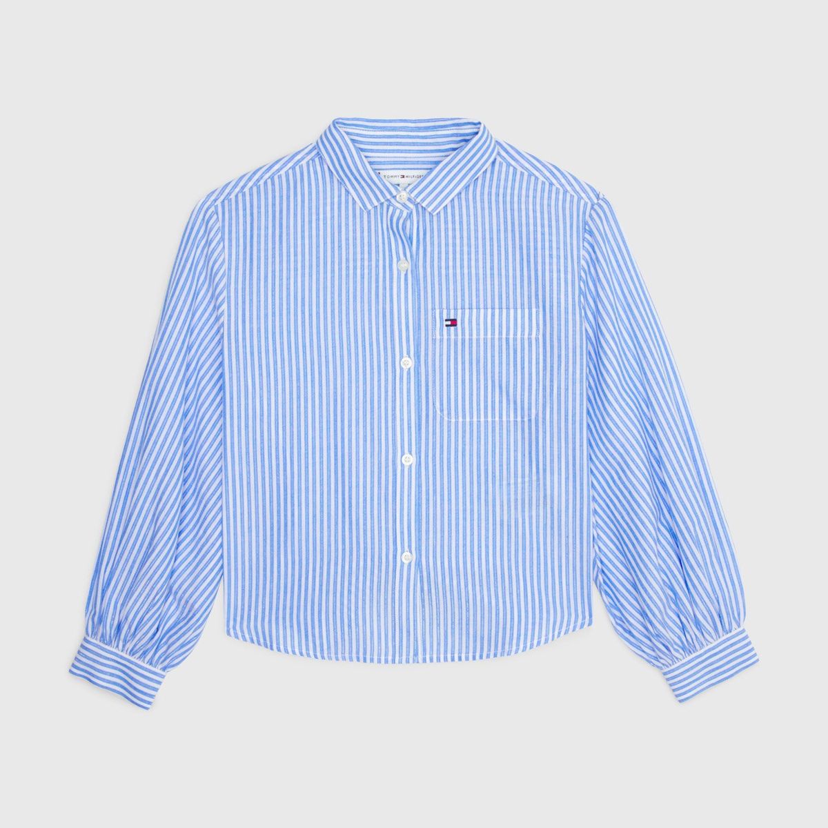 TOMMY HILFIGER - Blusa Relaxed A Rayas Celeste Tommy Hilfiger