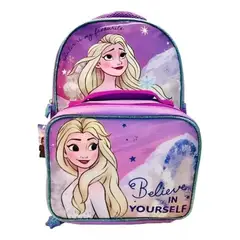 INTEK GAMES - Pack Escolar Mochila Lonchera Frozen para Niñas Morado Claro