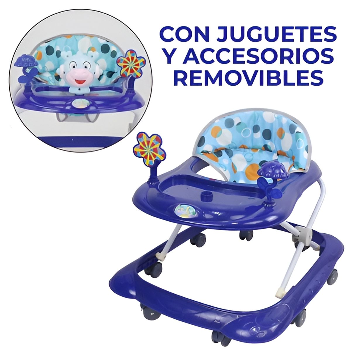 CRUSEC - Andadera Caminador Plegable Antivuelco Bebés Portatil Azul