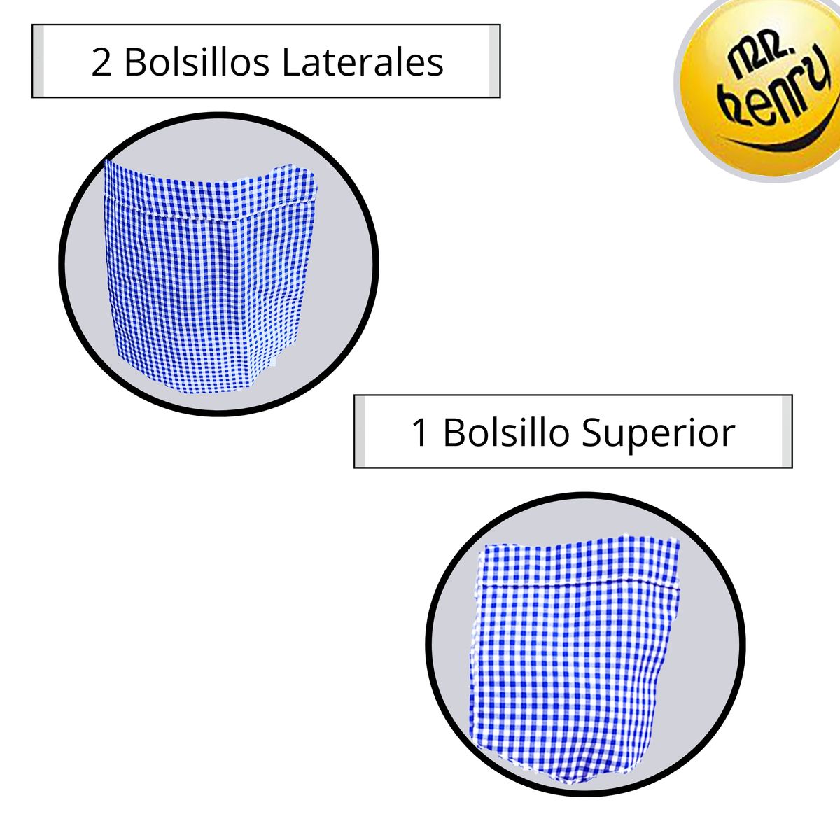 MR HENRY - Delantal - Cuadrille - Niña  Escolar- Azul