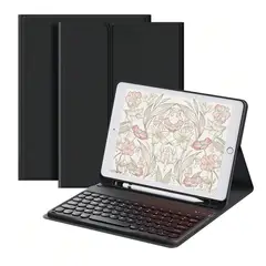 LINKON - Carcasa Funda + Teclado Para iPad Tablet - Negro - 10.2"