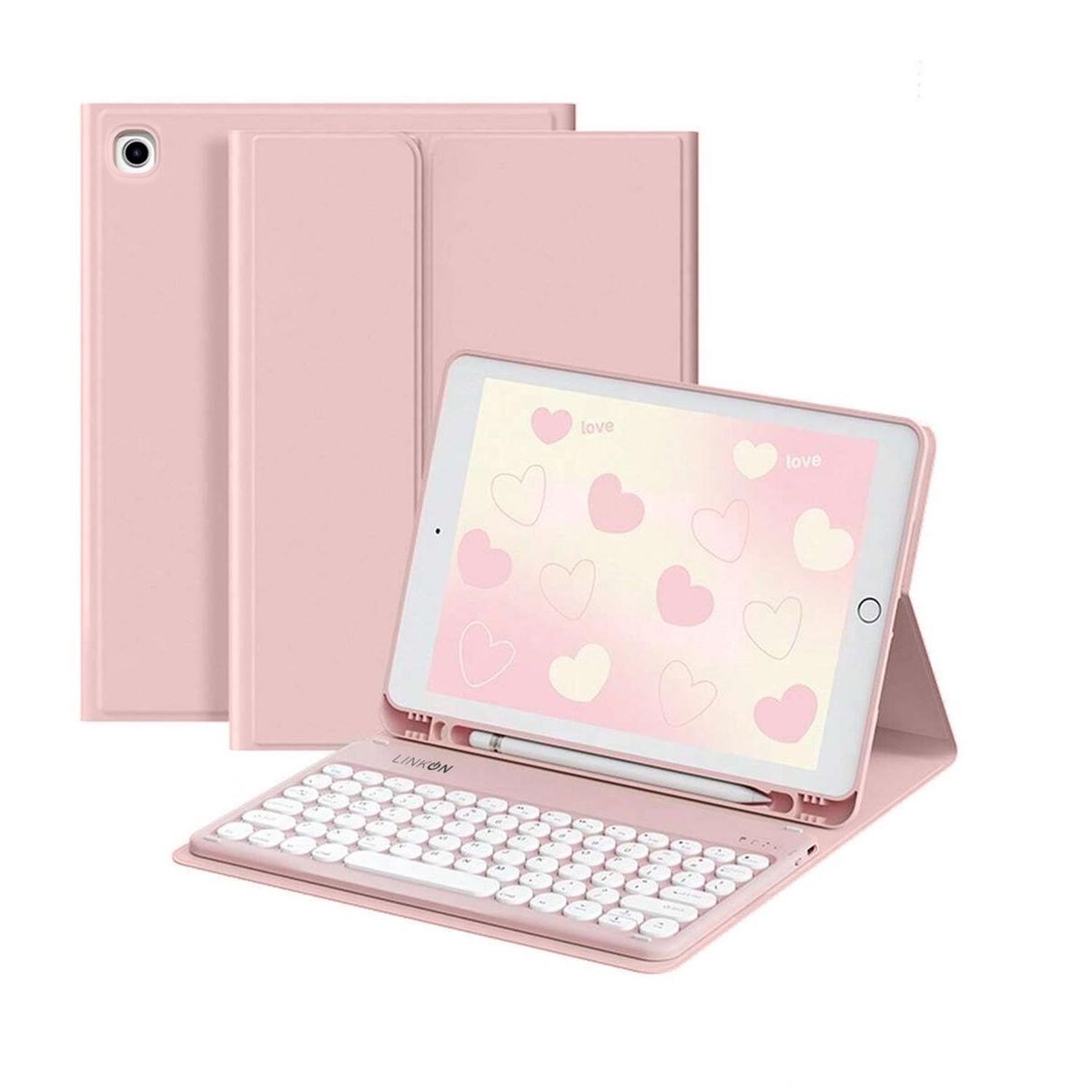 LINKON - Carcasa Funda + Teclado Para iPad Tablet Linkon - Rosa - 10.2"