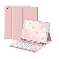 Carcasa Funda + Teclado Para iPad Tablet - Rosa - 10.2""
