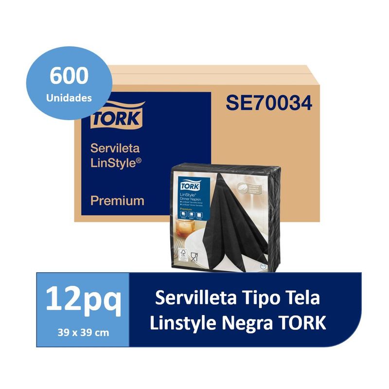 TORK - Servilleta De Papel Tipo Tela Tork Linstyle Negra 12x50un