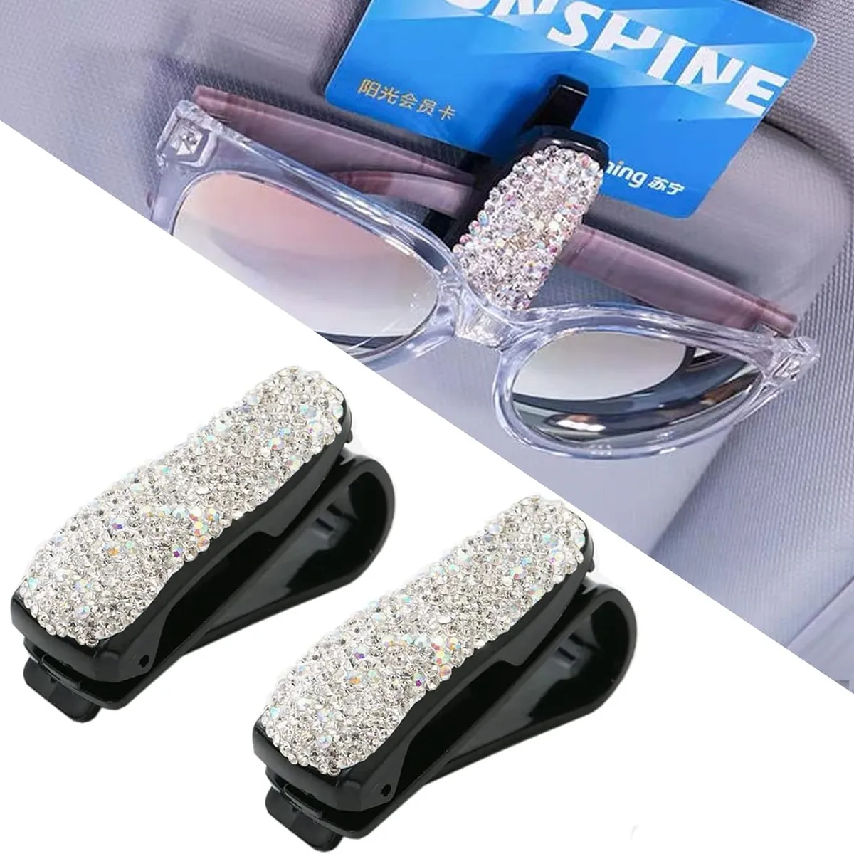 WELDMON - 2 Piezas Clip para Lentes para Automóvil-Plata