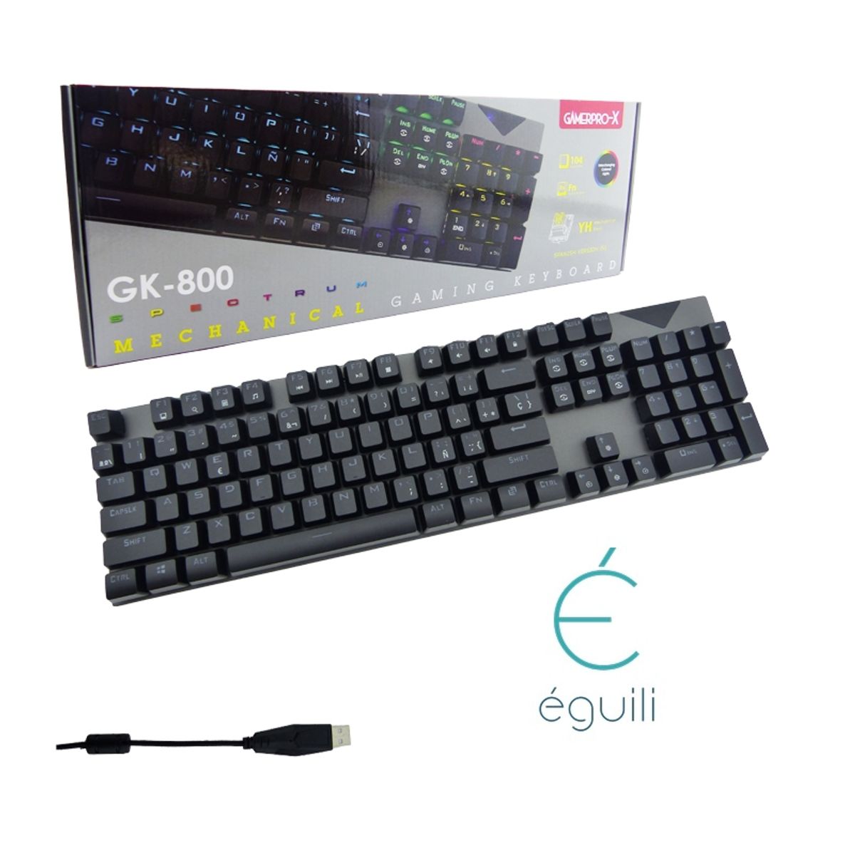 GENERICO - Teclado Pc Gamer Mecanico Gk-800 Con Luz RGB