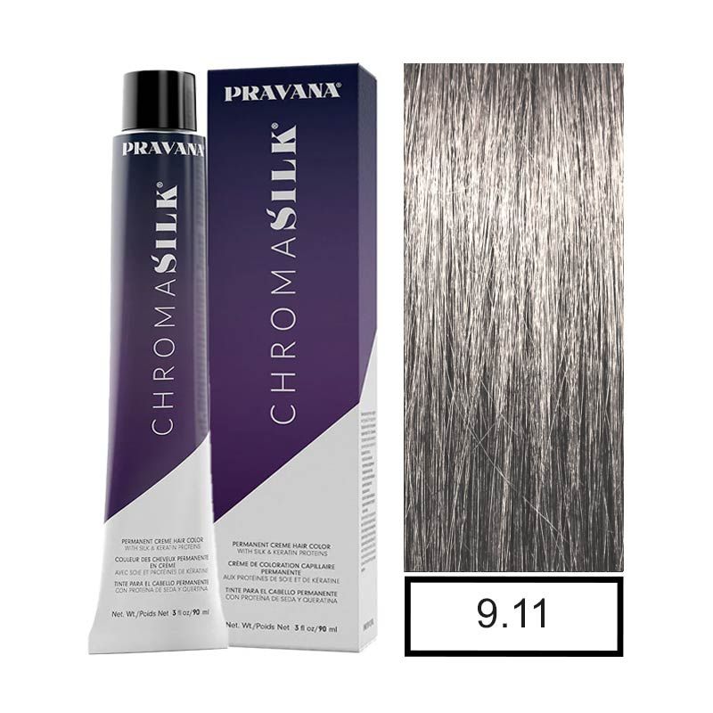 PRAVANA - PRAVANA - Tintura Permanente Chromasilk Rubio Clarisimo Cenizo Intenso 9.11 90Ml + Oxidante.