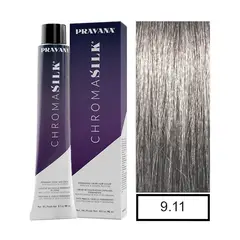 PRAVANA - - Tintura Permanente Chromasilk Rubio Clarisimo Cenizo Intenso 9.11 90Ml + Oxidante.