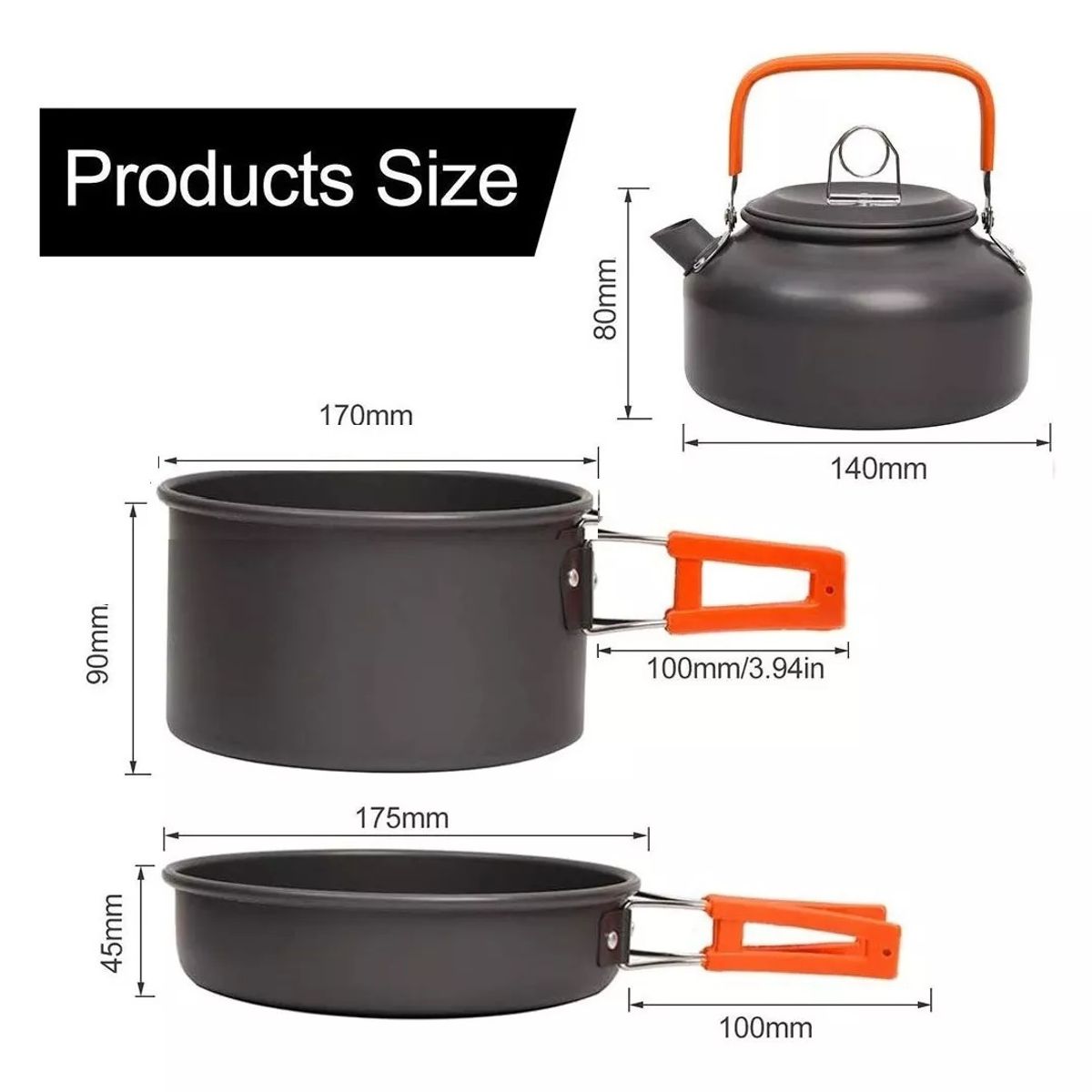 GENERICO - Set De Ollas Y Tetera Camping 2-3 Personas 9 Pcs + Funda