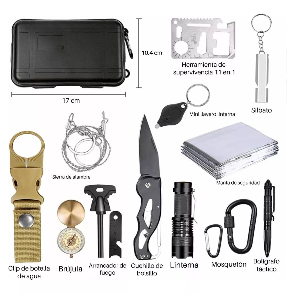 GENERICO - Kit Herramientas Supervivencia 14 En 1 Camping Pesca Regalo