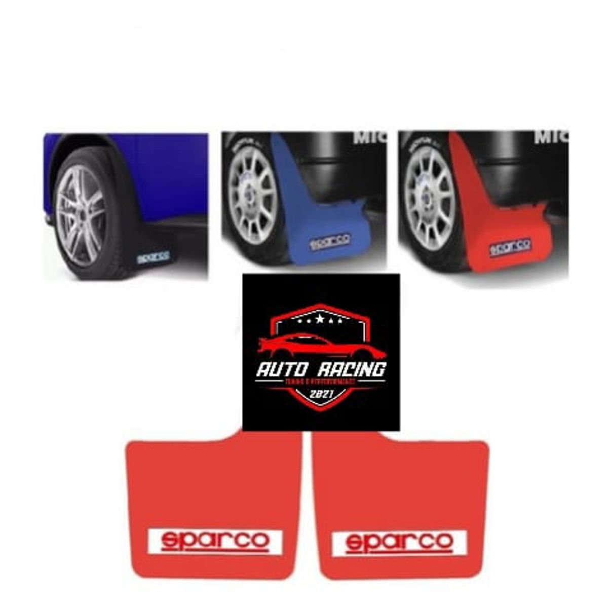 GENERICO - Guardabarros faldillas universales para autos Sparco azul