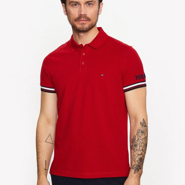 TOMMY HILFIGER - Polo Monotype Slim Fit Rojo Tommy Hilfiger