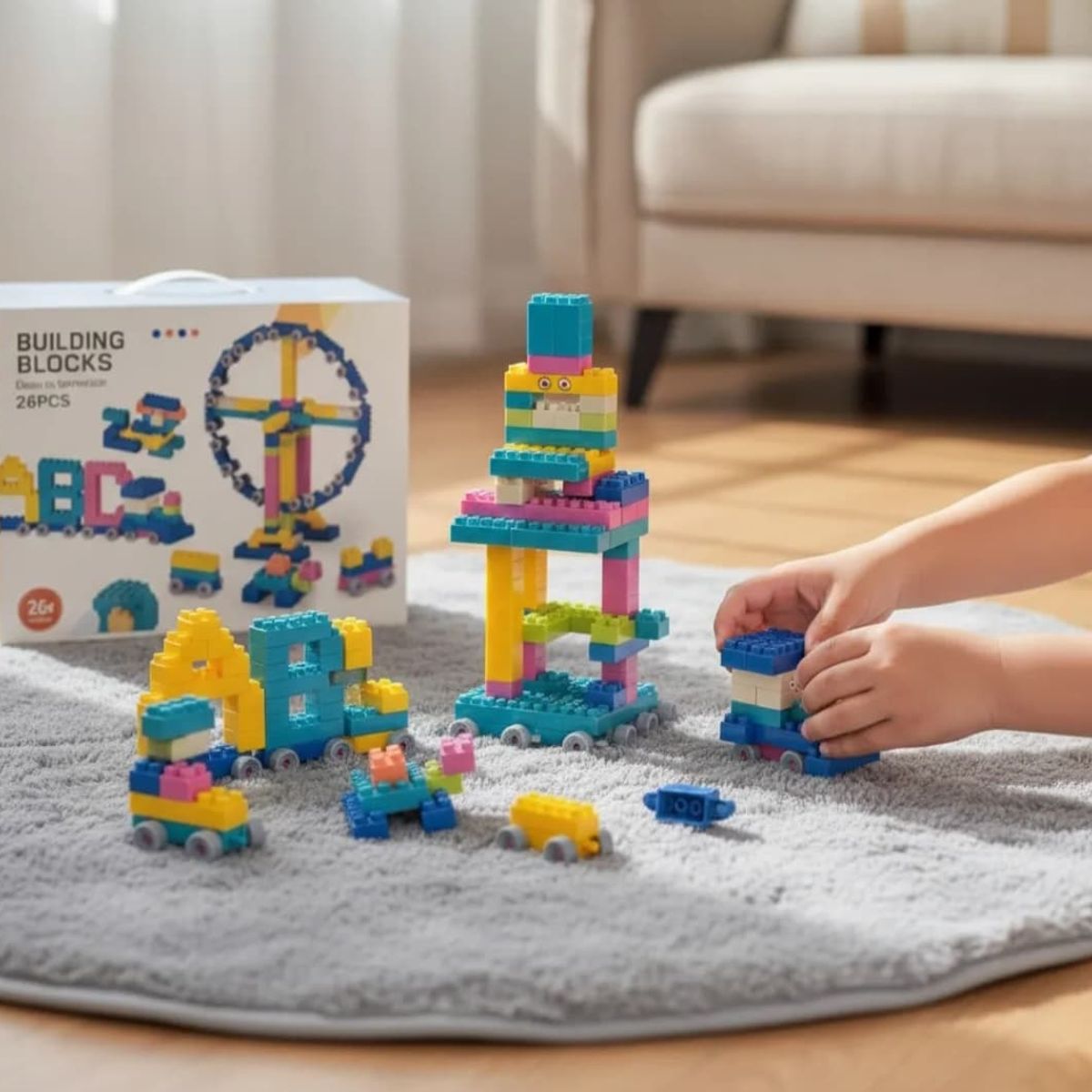 GENERICO - BLOQUES DE CONSTRUCCION DIDACTICOS  268 PIEZAS AZUL