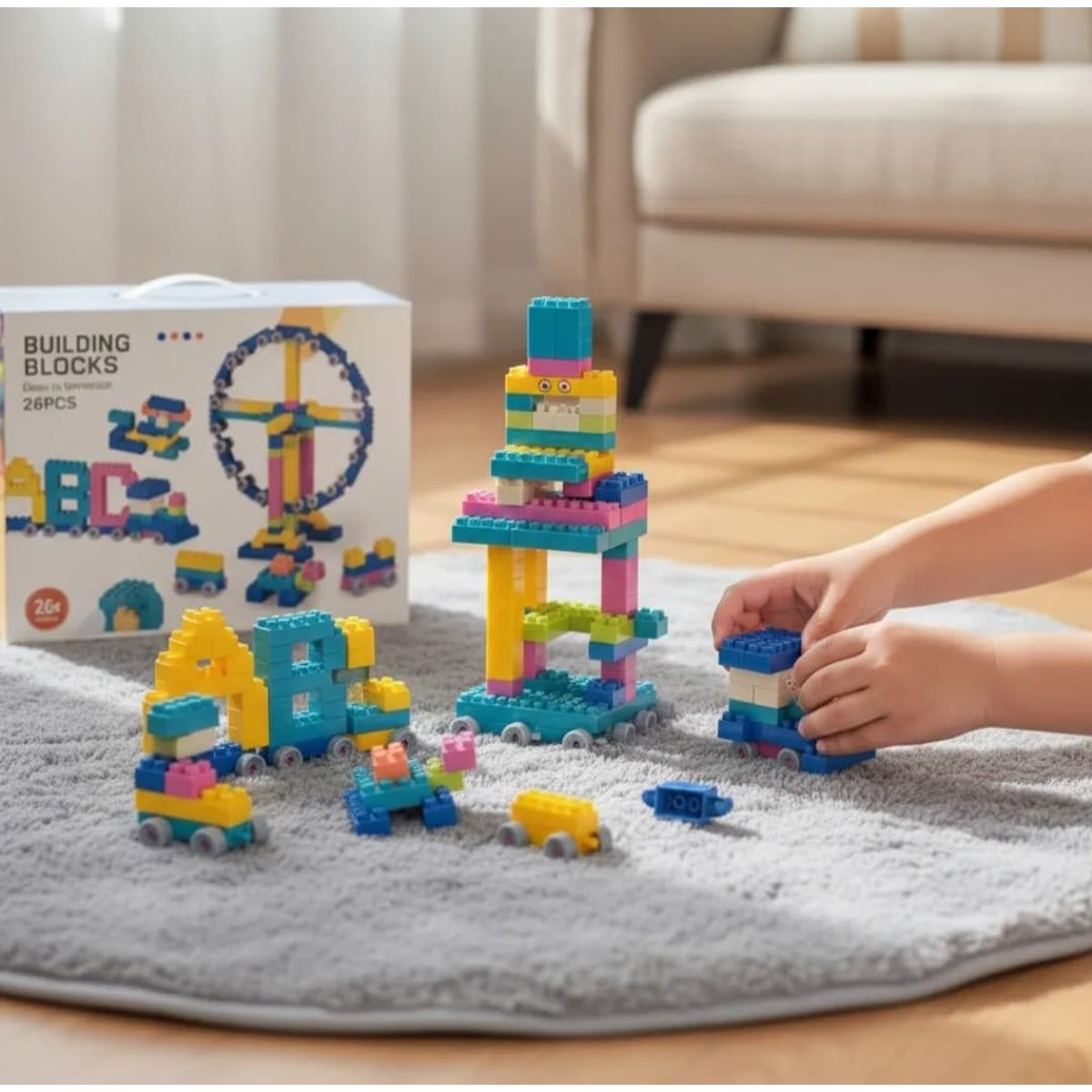 GENERICO - BLOQUES DE CONSTRUCCION DIDACTICOS  268 PIEZAS AZUL