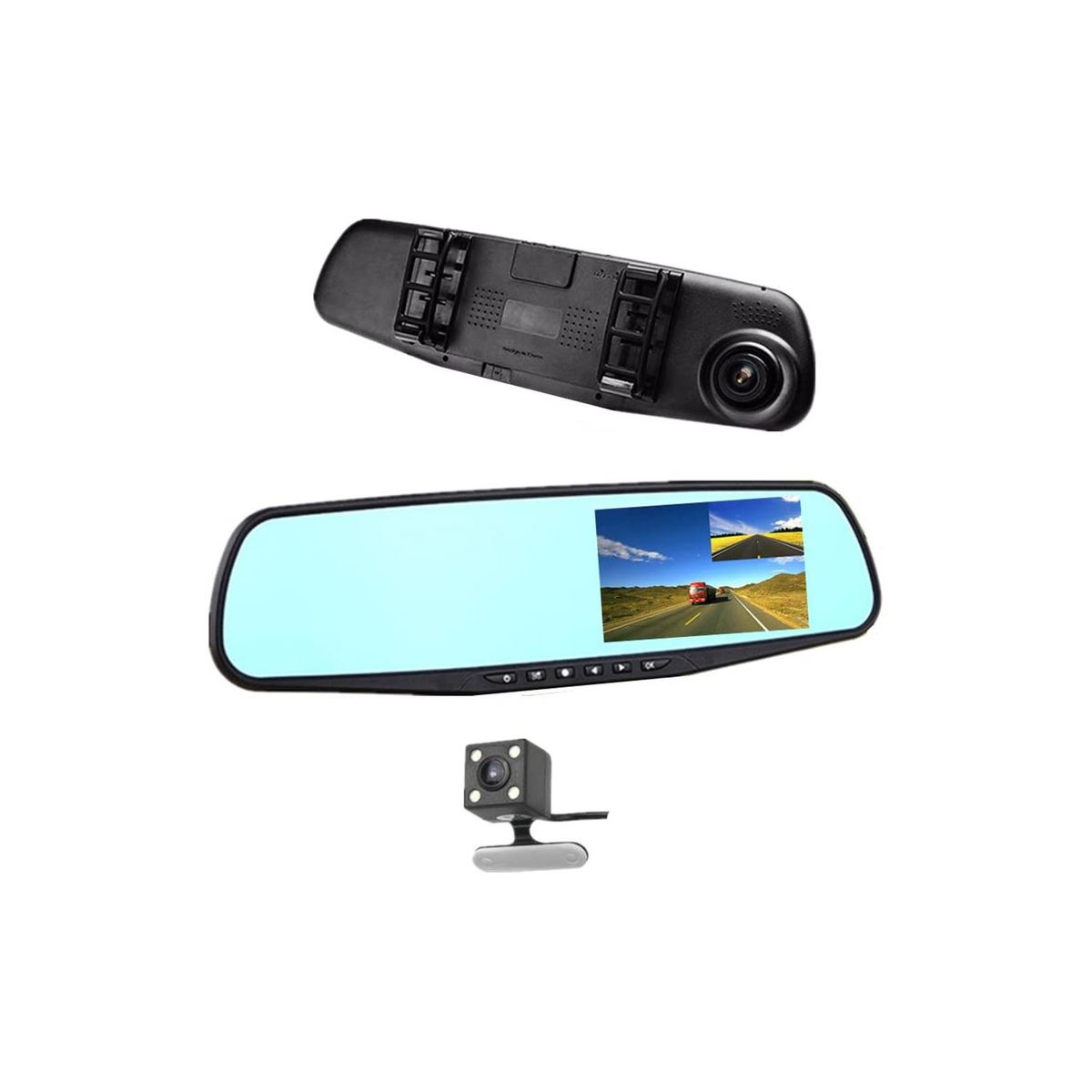 GENERICO - Espejo Retrovisor Con Cámara Frontal Y Cámara Retroceso HD