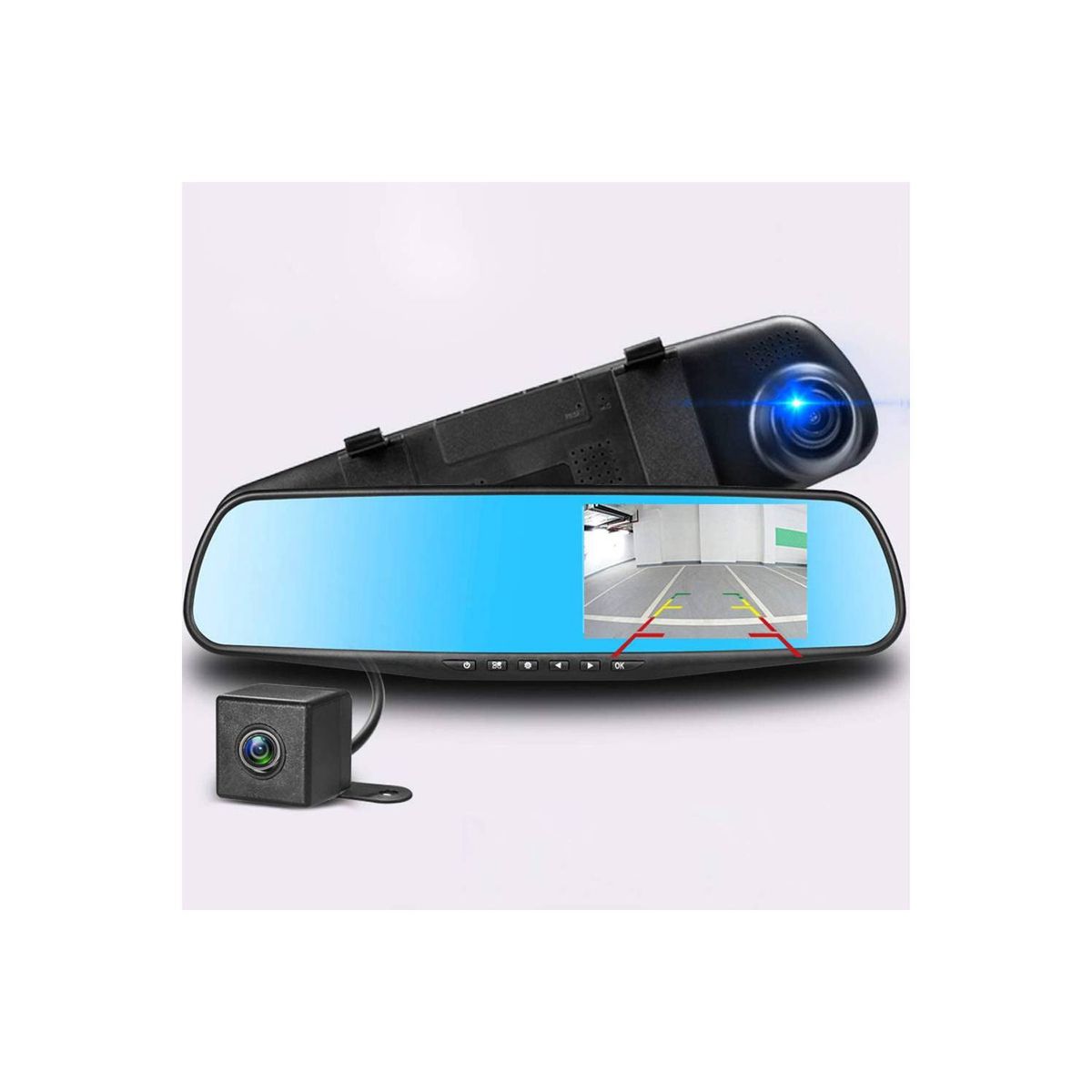 GENERICO - Espejo Retrovisor Con Cámara Frontal Y Cámara Retroceso HD