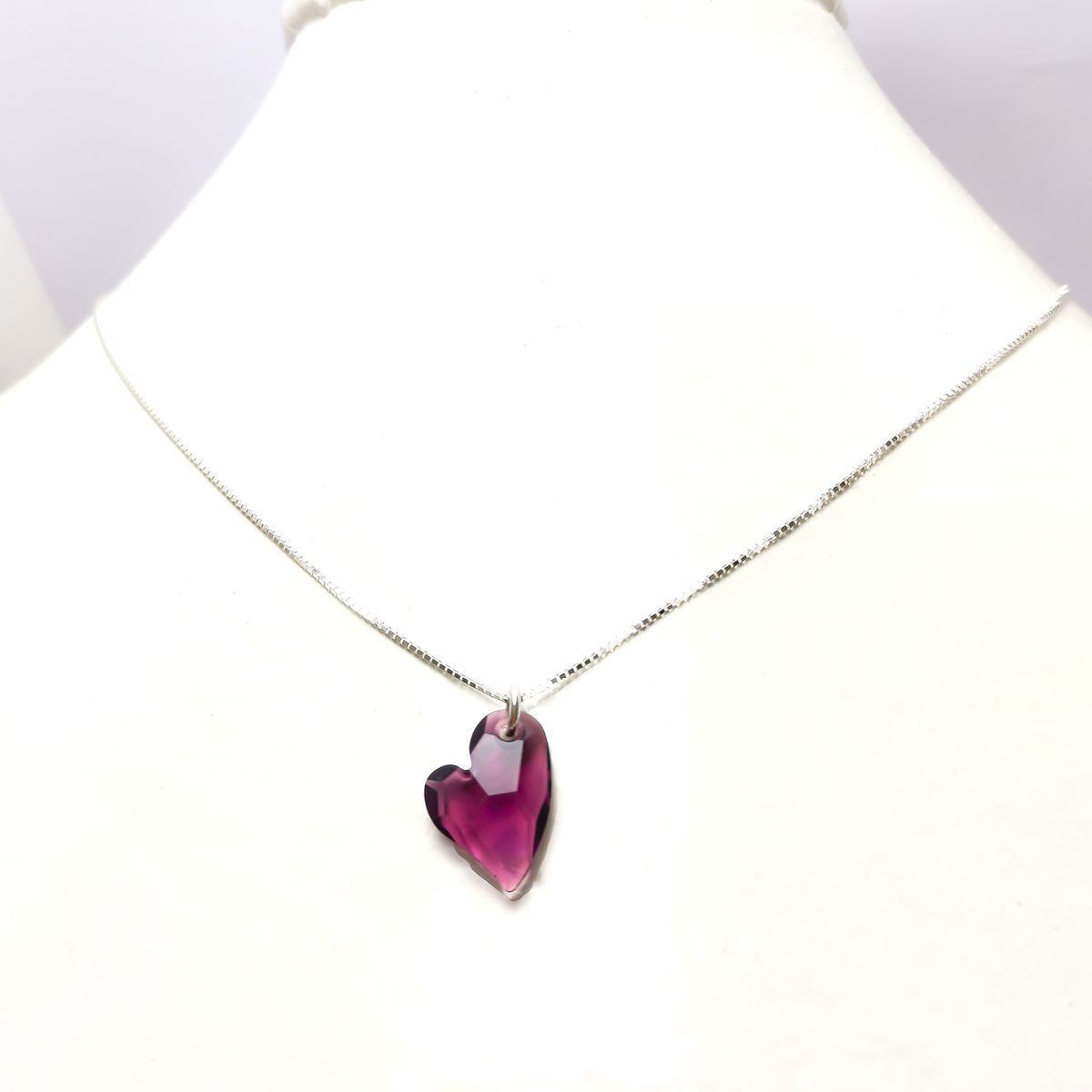 COGGIOLA - Collar Corazón Cristal Austriaco Morado 45cm Plata Fina 925