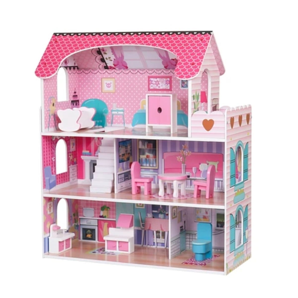 KIDSCOOL - Casa De Muñeca Madera 3 Pisos