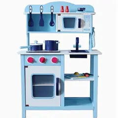 KIDSCOOL - Cocina De Madera Celeste Con Accesorios