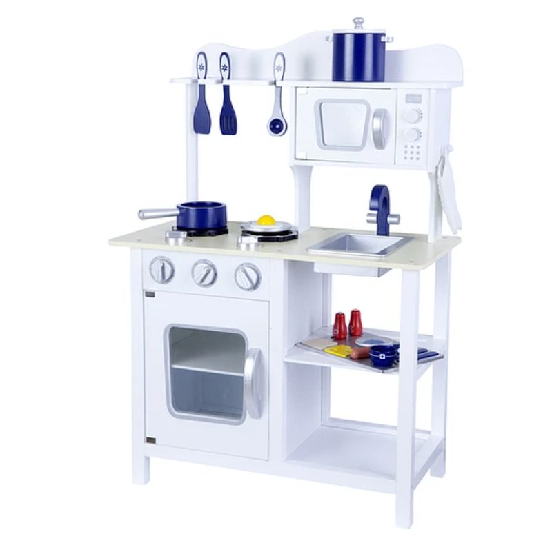 KIDSCOOL - COCINA DE MADERA BLANCA CON UTENSILIOS - W10C045-BL