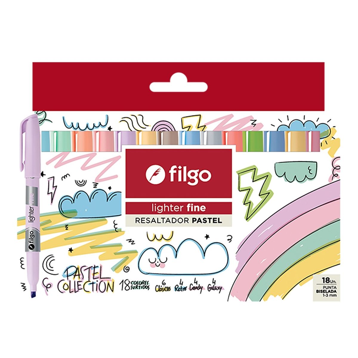FILGO - Destacador Filgo Lighter Fine / Estuche 18 Surtido Pastel