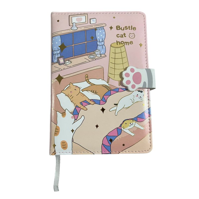 GENERICO - Libreta Gatito Tapa Eco Cuero Cierre Imantado Kawaii