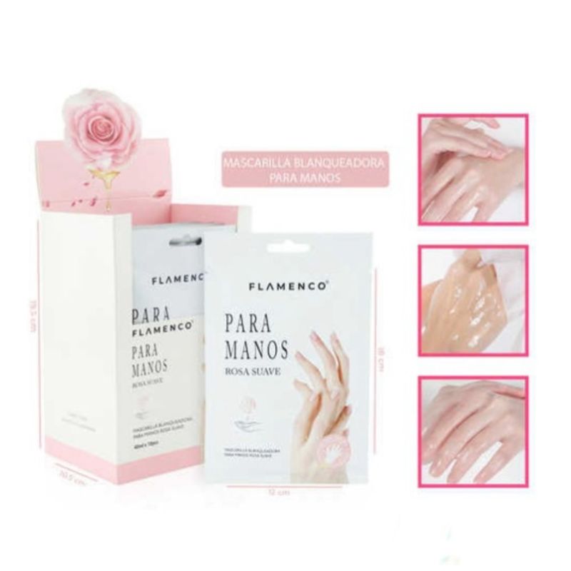 FLAMENCO - Mascarilla Para Manos Hidratante Y Blanqueadora De Rosas