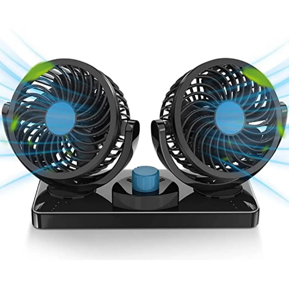 GENERICO - Mini Ventilador Doble Para Auto 12v Interior 360º Portátil