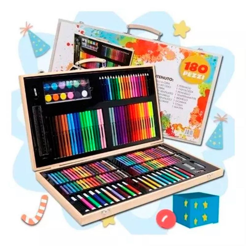 GENERICO - Maleta De Madera / Set De Arte 180 Pcs Lápices Para Colorear