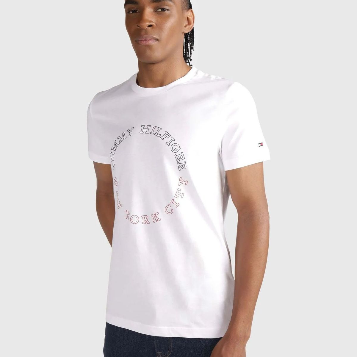 TOMMY HILFIGER - Polera Slim Fit Logo Monotype Blanco Tommy Hilfiger