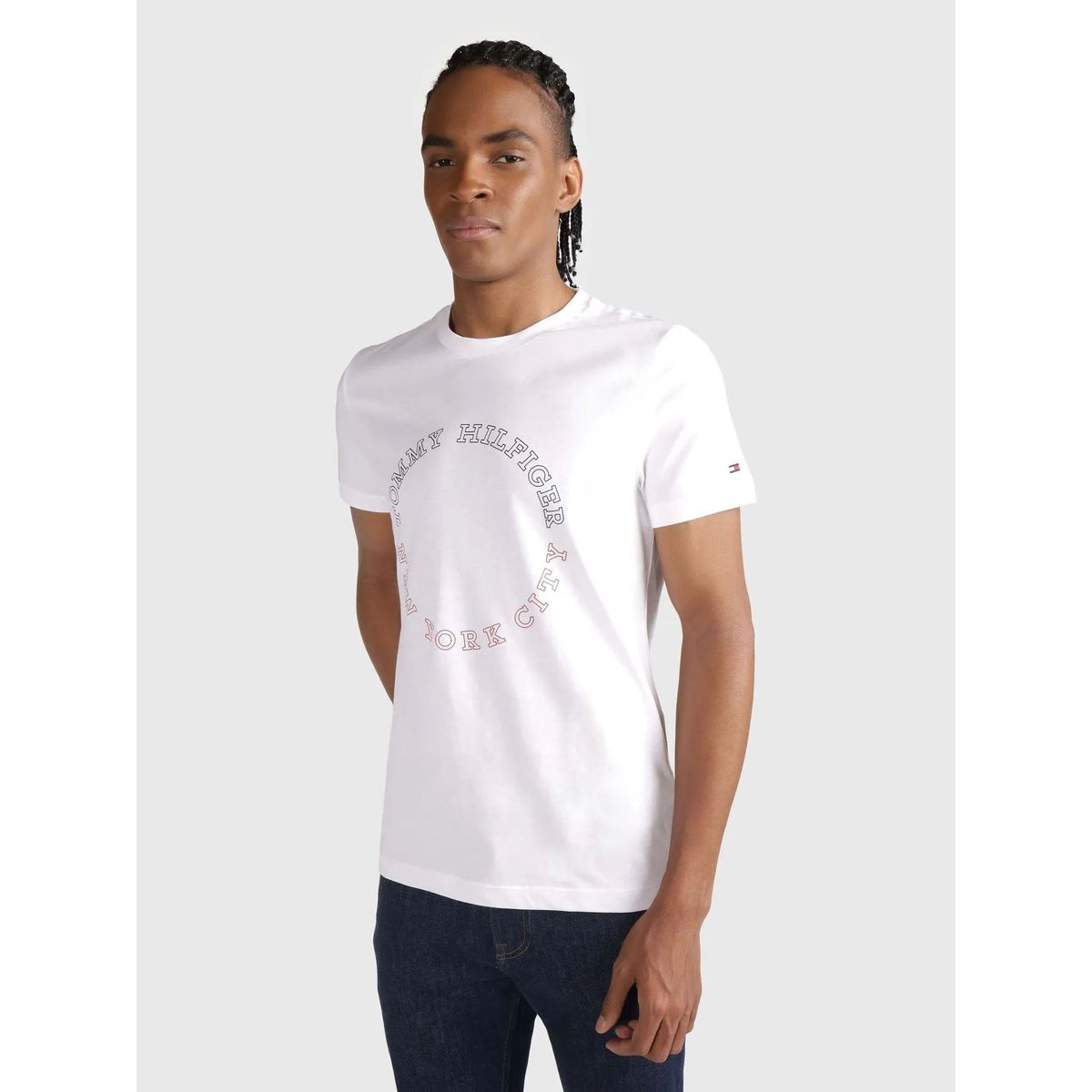 TOMMY HILFIGER - Polera Slim Fit Logo Monotype Blanco Tommy Hilfiger