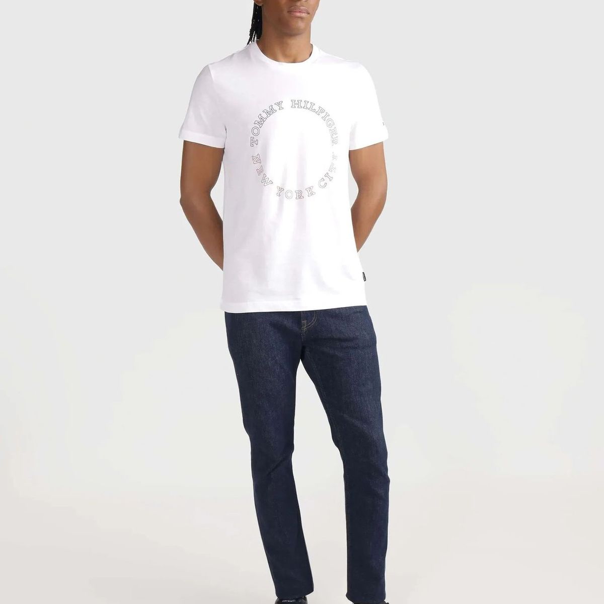 TOMMY HILFIGER - Polera Slim Fit Logo Monotype Blanco Tommy Hilfiger