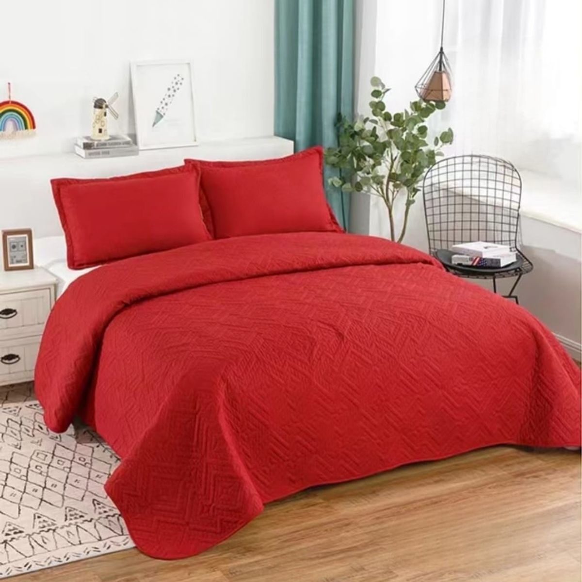 GENERICO - Quilt de Verano King Color  Rojo  TFC13
