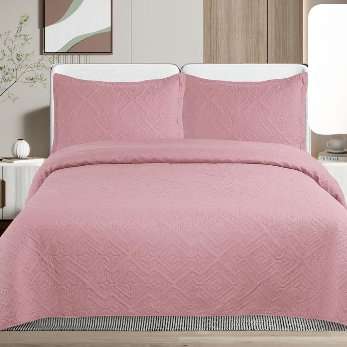 GENERICO - Quilt de Verano King Color  Rosado  TFC22