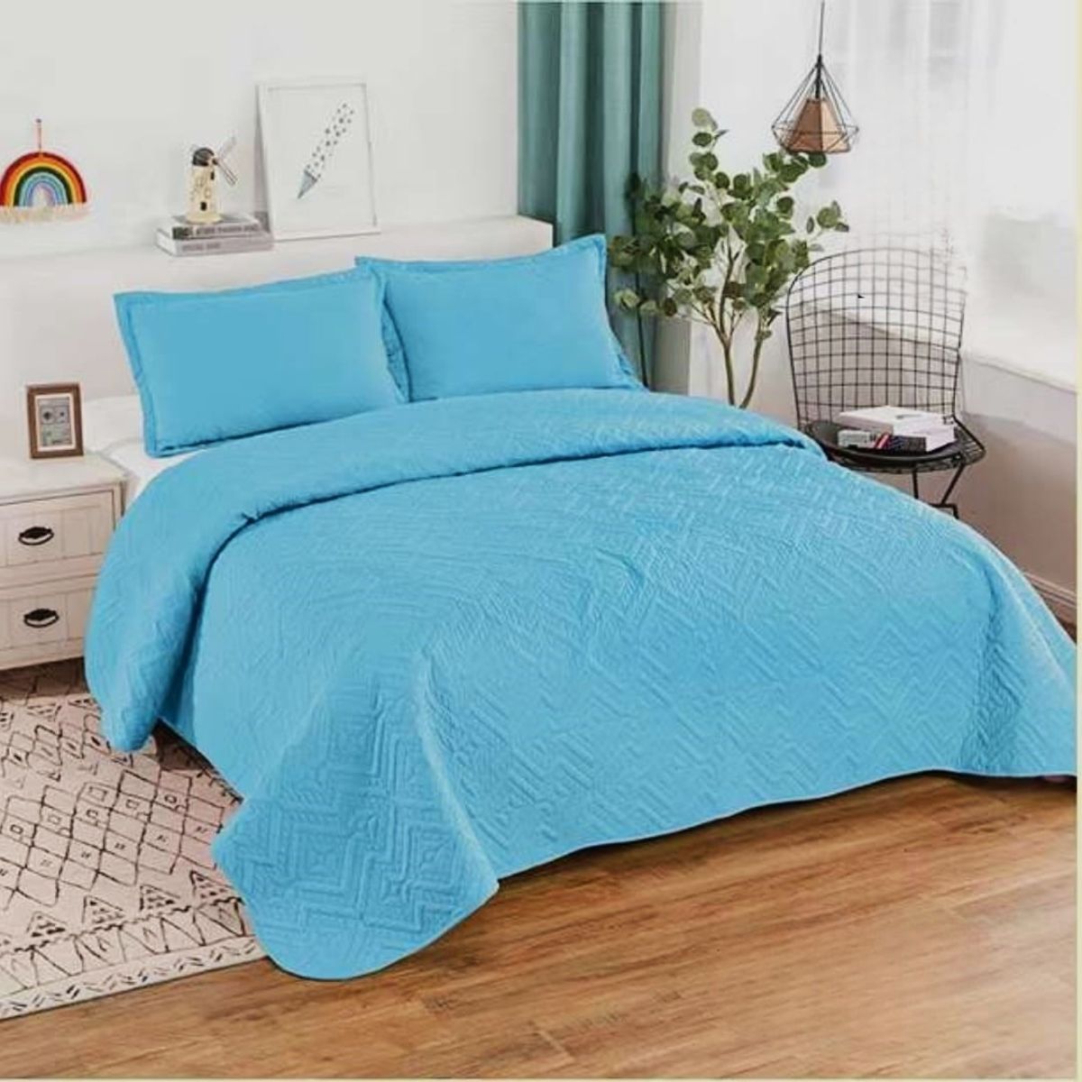 GENERICO - Quilt de Verano King Color Celeste  TFC25
