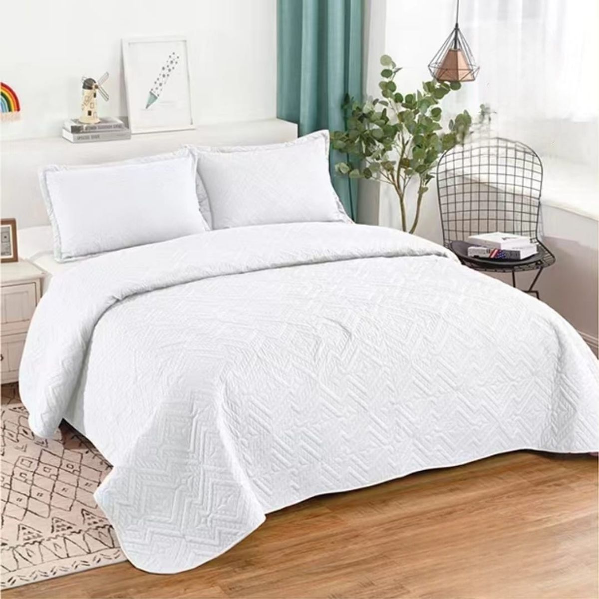 GENERICO - Quilt de Verano 2 plazas. Color Blanco TFC16
