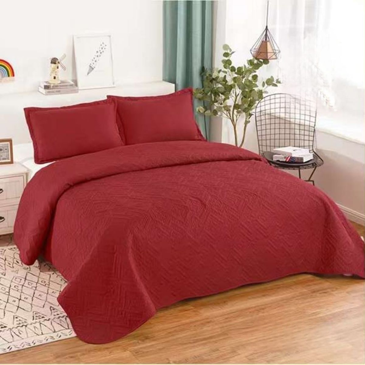 GENERICO - Quilt de Verano 2 plazas. Color Burdeos TFC23