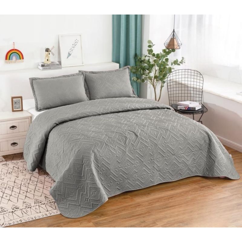 GENERICO - Quilt de Verano 2 plazas. Color Gris TFC26
