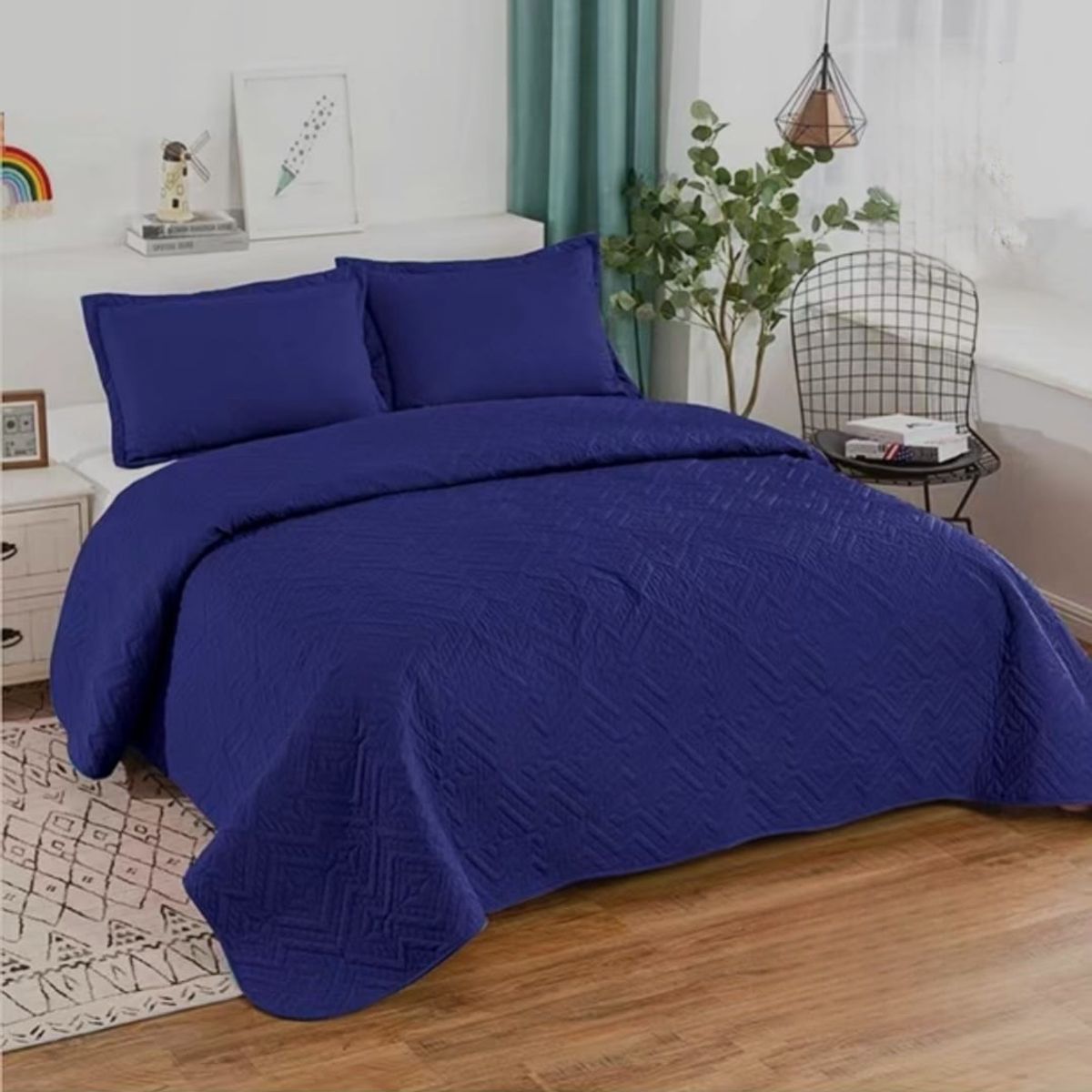 GENERICO - Quilt de Verano 2 plazas. Color Azul  TFC27