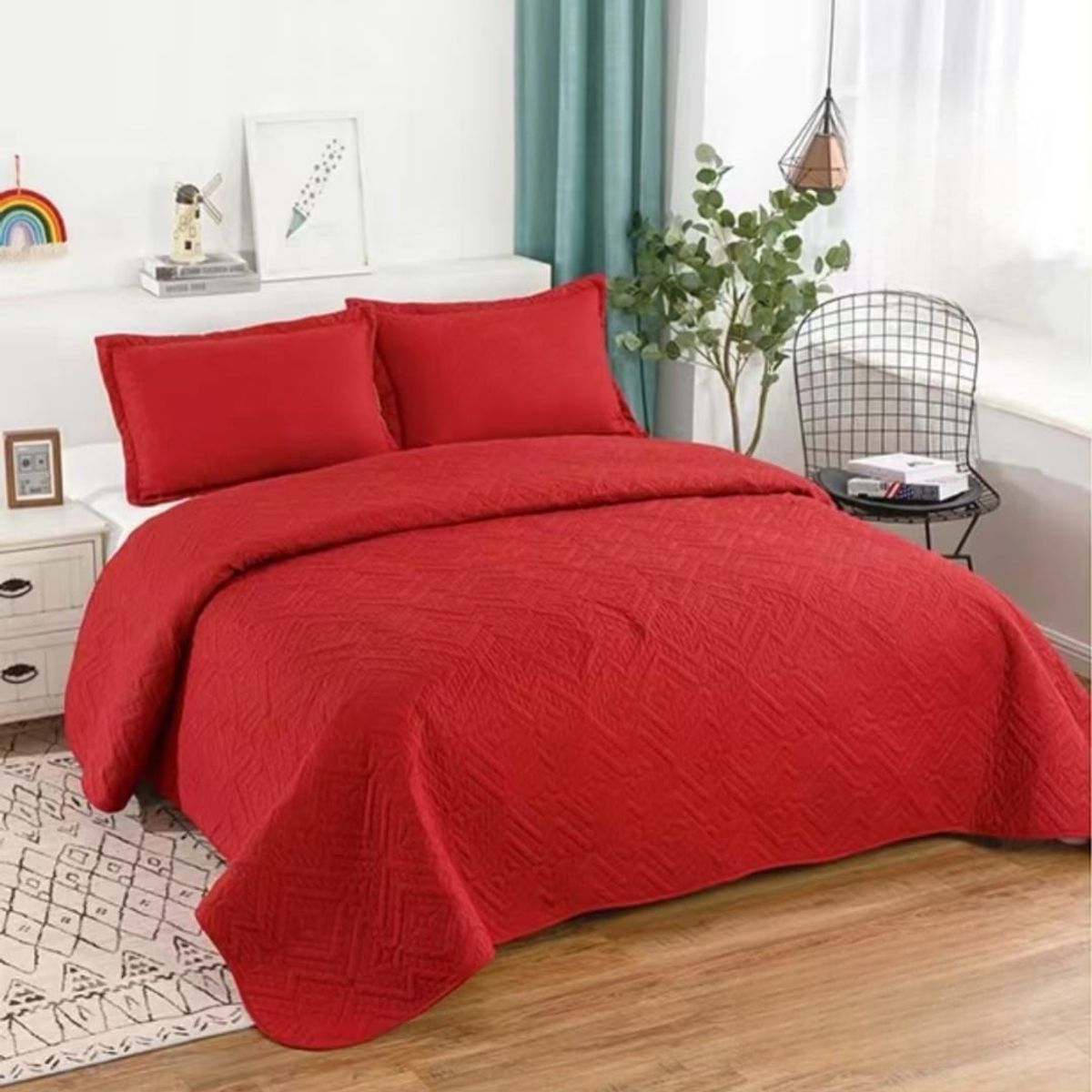 GENERICO - Quilt de Verano 1.5 Plaza. Color Rojo TFC13