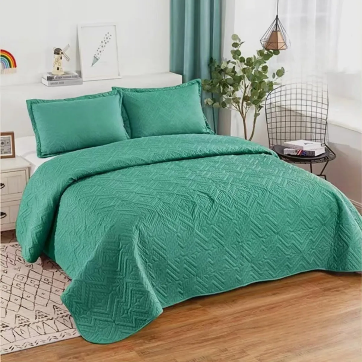 GENERICO - Quilt de Verano 1.5 Plaza. Color Verde TFC19