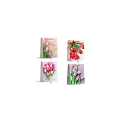 GENERICO - Bolsa regalo tulipanes 12x31x40cm Diseño Aleatorio