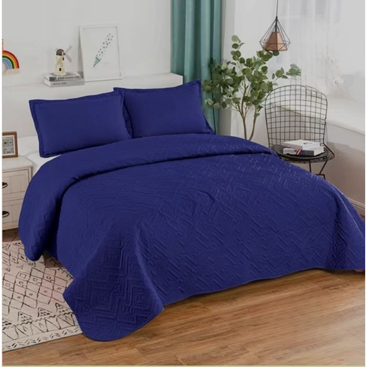 GENERICO - Quilt de Verano 1.5 Plaza. Color Azul TFC27