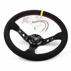 GENERICO - Volante Deportivo Nardi NEGRO Gamuza Semi Concavo Karvas