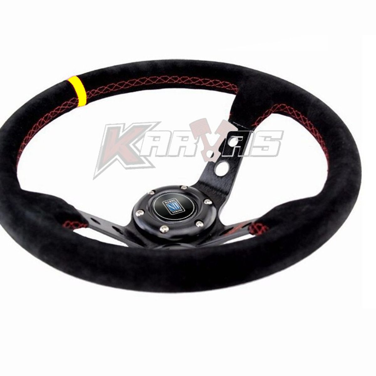 GENERICO - Volante Deportivo Nardi NEGRO F1 Gamuza Semi Concavo Karvas